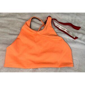 NWT LEFT ON FRIDAY Hi Dive Bikini Swim Top Womens Small Orange Stretch Open Back